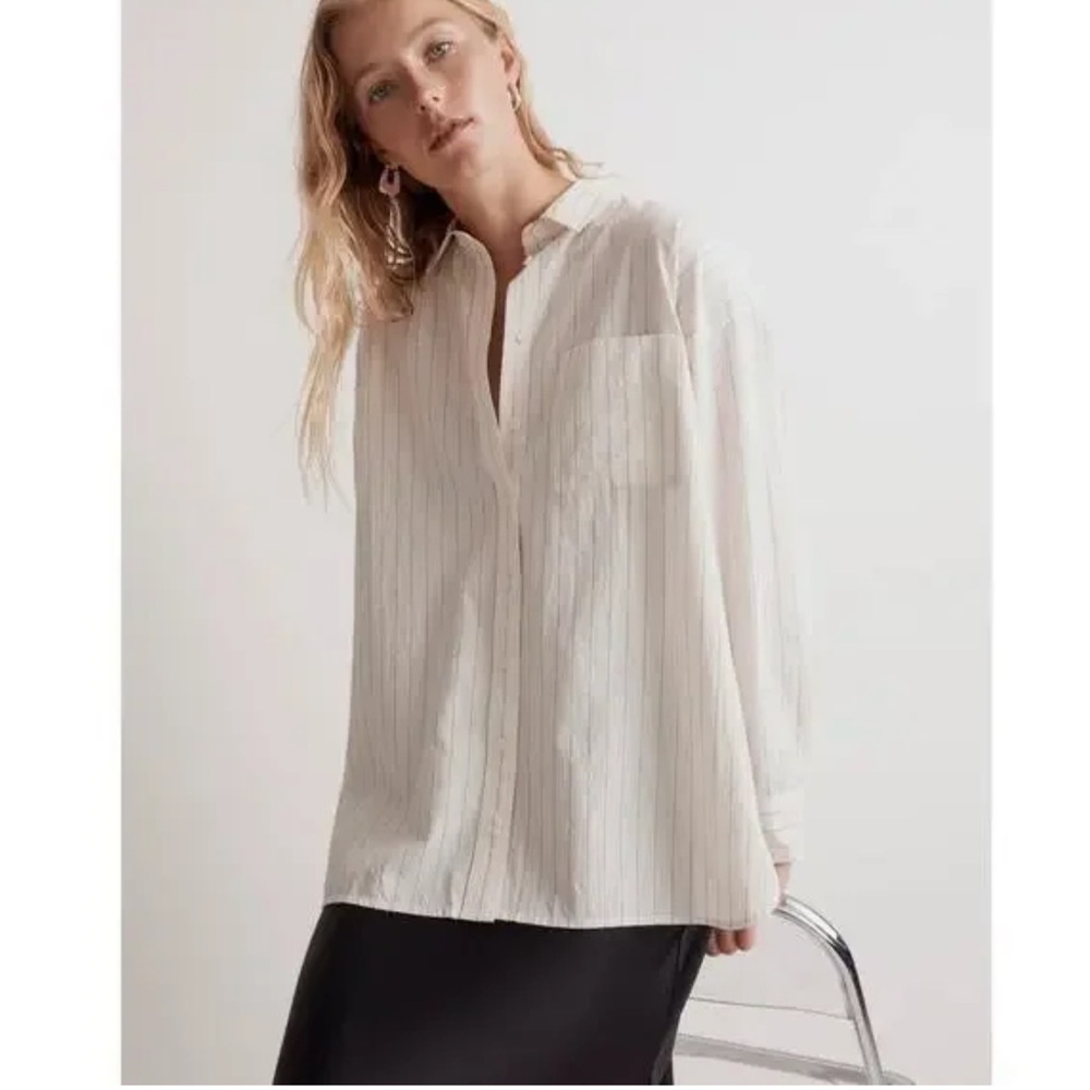 Madewell The Signature Poplin Oversized Shirt in Lighthouse extra small
